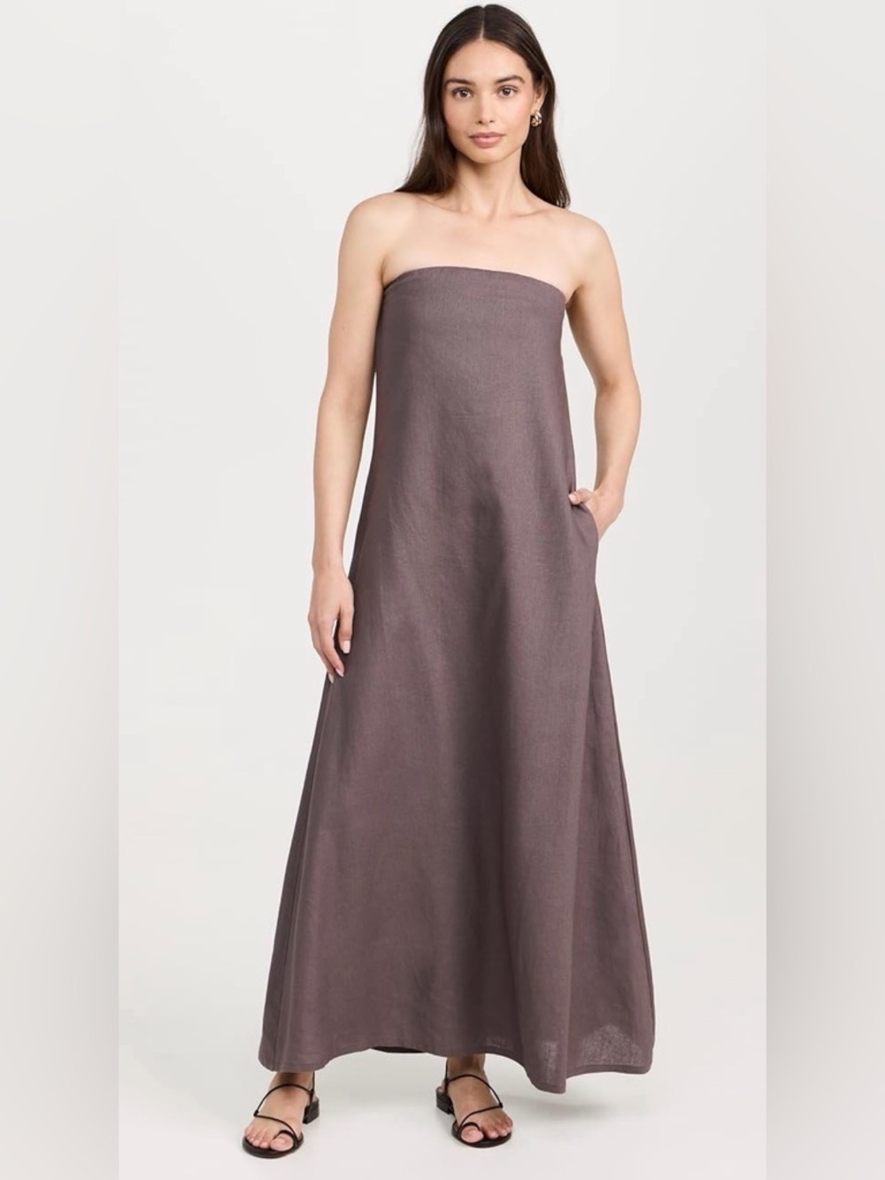 LNA Freja Linen Strapless  Maxi Dress Size Medium